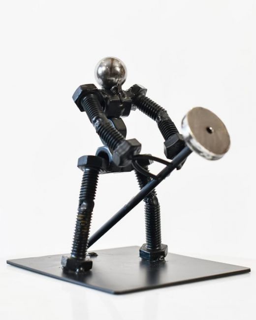 Recycled Metal Barbell Sculpture Recycled Metal Barbell Sculpture