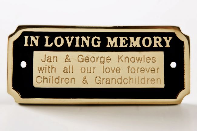 Polished Brass In Loving Memory Bench Sign Polished Brass In Loving Memory Bench Sign