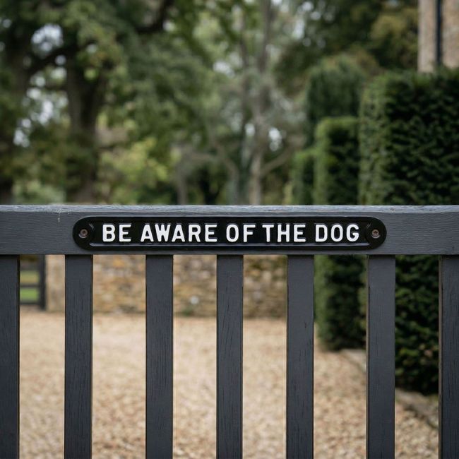 Black With White Lettering "Beware of the Dog" Sign