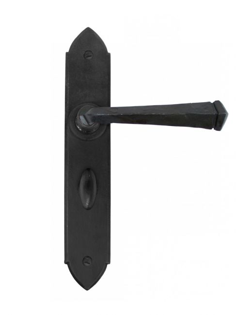 "Orelia" Beeswax Square Iron Gothic Lever Handles and Bathroom Lock "Orelia" Beeswax Square Iron Gothic Lever Handles and Bathroom Lock