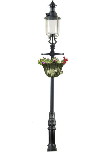 Belgravia Lamp Post 4.1m with Flower Basket Finished in Black Belgravia Lamp Post 4.1m with Flower Basket Finished in Black