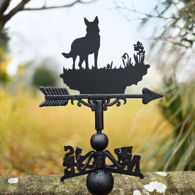Beautiful German Shepherd Weathervane in garden Beautiful German Shepherd Weathervane in garden