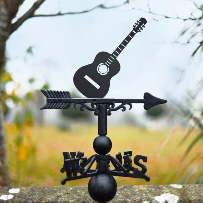 Guitar Weathervane in garden