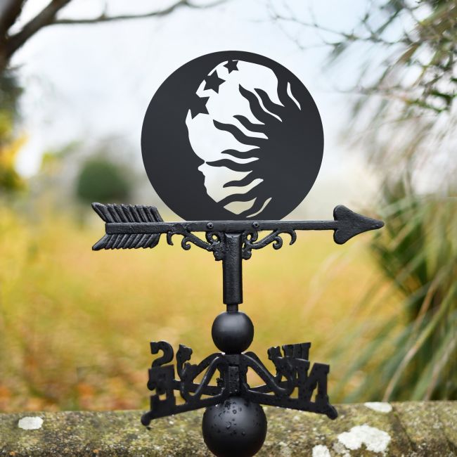 Sun & moon Weathervane in garden