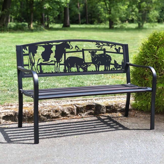 Family Name Iron Bench in the Garden Family Name Iron Bench in the Garden