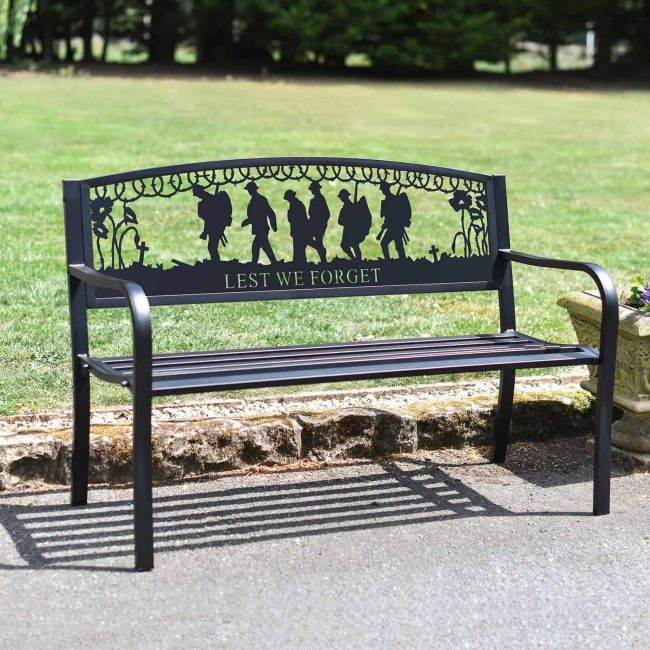 Family Name Iron Bench in the Garden
