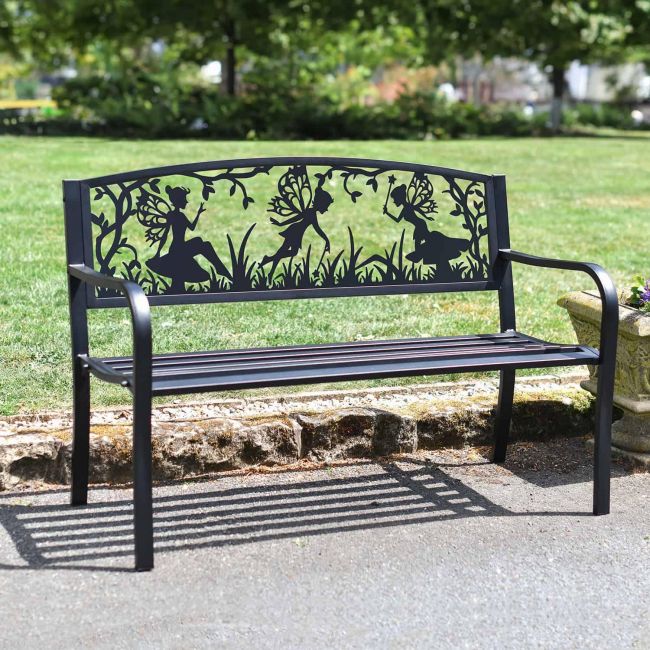 Family Name Iron Bench in the Garden Family Name Iron Bench in the Garden