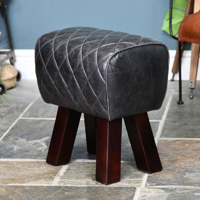 "The Yale" Dark Mango Wood & Black Leather "The Yale" Dark Mango Wood & Black Leather