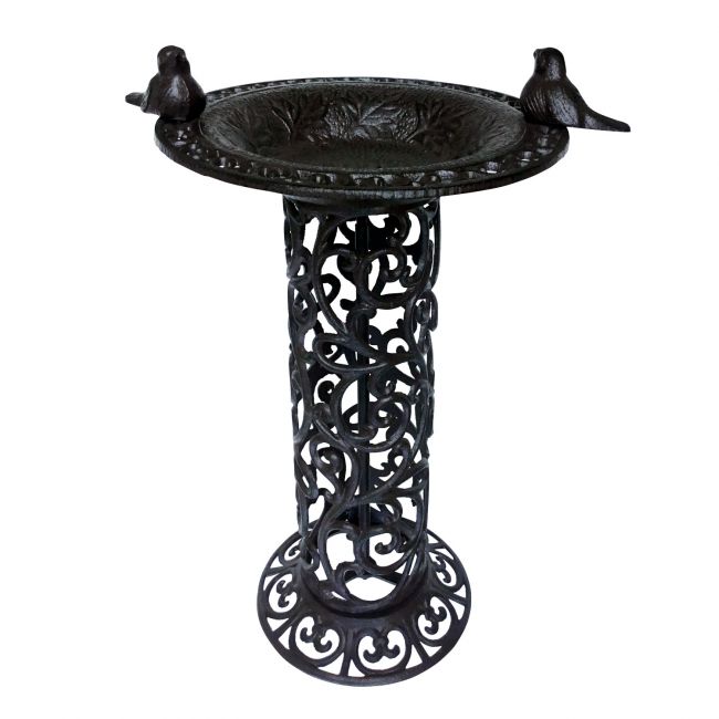 Ornate Bird Design Bird Bath Finishes in Black Ornate Bird Design Bird Bath Finishes in Black