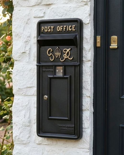 Black "King George" Rex Post Box Front digital illustration copy