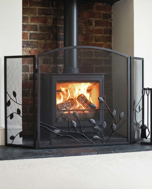Black "Overgrowth" Three Fold Fire Guard - Thumbnail Black "Overgrowth" Three Fold Fire Guard - Thumbnail