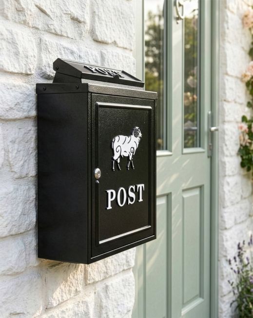 Black "Oxford Down" Wall Mounted Post Box digital illustration