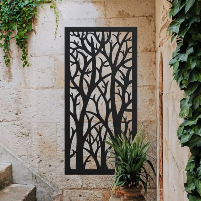 Black Autumnal Trees Garden Wall Screen - Prod Thumb