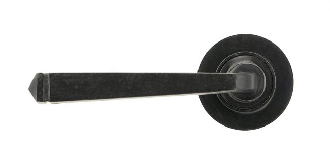 Black Beeswax Lever Door Handle on Rose Front