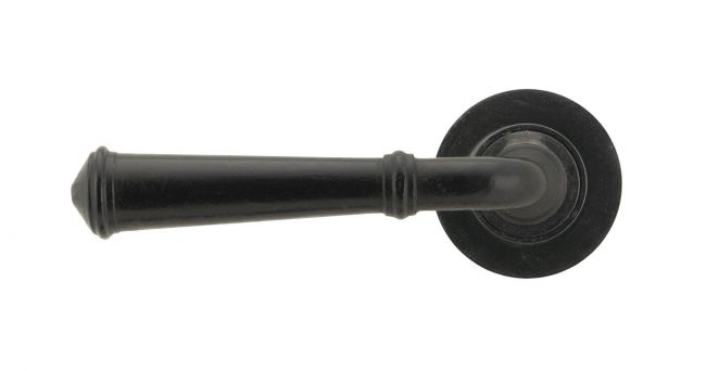 Black Beeswax Lever Door Handle on Rose
