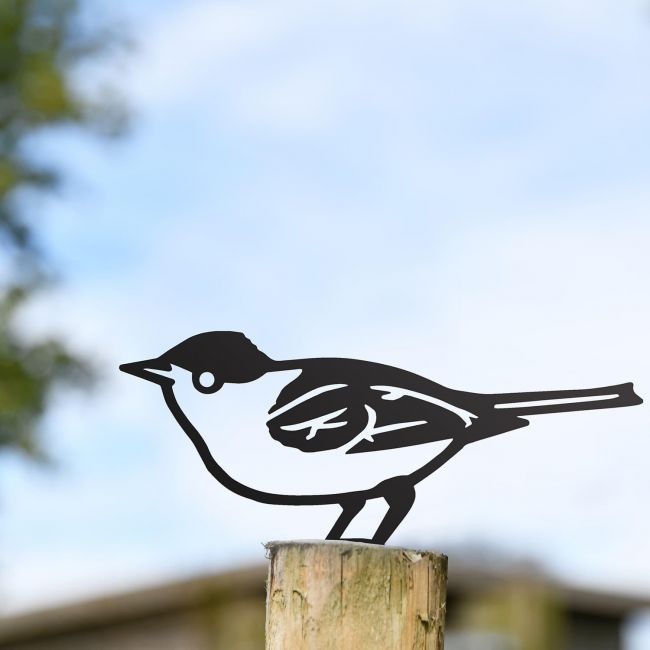 Black Blackcap Warbler Steel Fence Topper Black Blackcap Warbler Steel Fence Topper