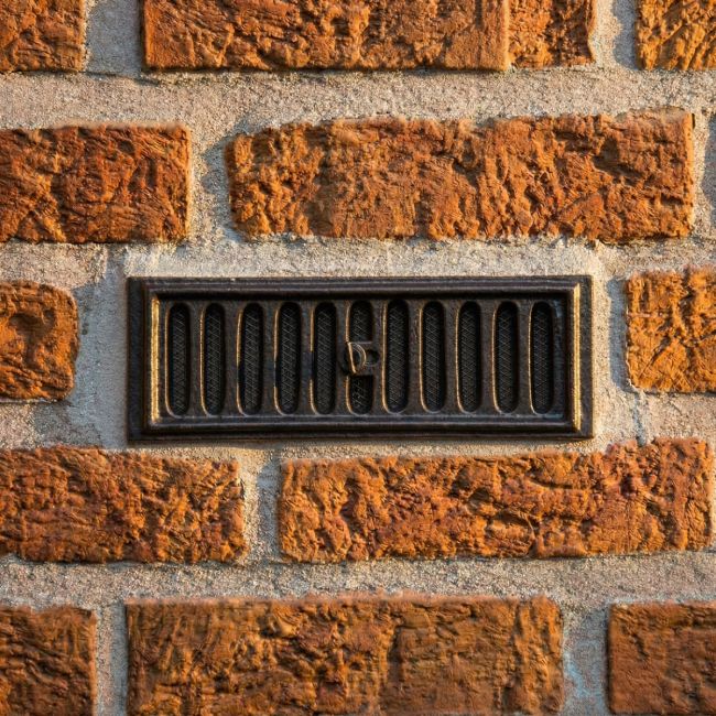 Black Adjustable Air Brick Created From Cast Iron installed ai illustration Black Adjustable Air Brick Created From Cast Iron installed ai illustration