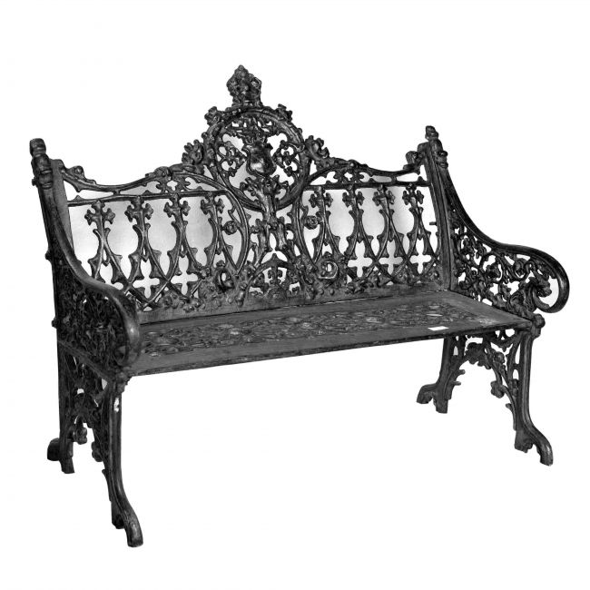 Cast Iron Gothic Two Seat Bench in a Black Finish Cast Iron Gothic Two Seat Bench in a Black Finish