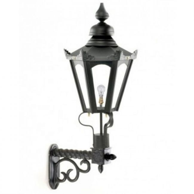 Black Concordia Hexagonal Wall Light on an Ornate Royale Bracket Black Concordia Hexagonal Wall Light on an Ornate Royale Bracket