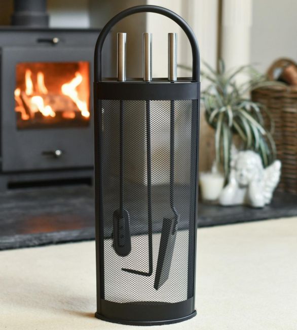 Contemporary Brushed Steel Companion Set In Situ Contemporary Brushed Steel Companion Set In Situ