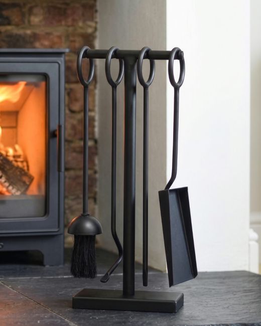 Black Contemporary Loop Handle Four Piece Companion Set Black Contemporary Loop Handle Four Piece Companion Set