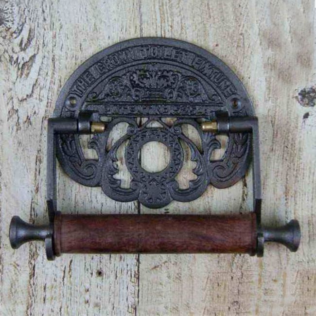 Black "Crown" Iron Toilet Roll Holder