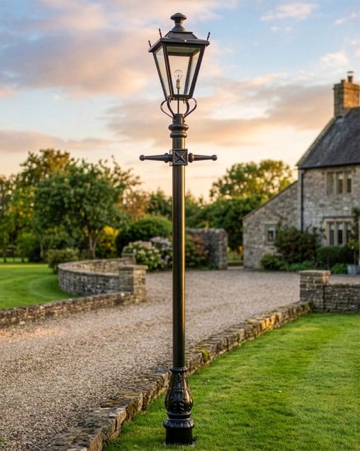 Black Dorchester Lamp Post & Lantern digital illustration