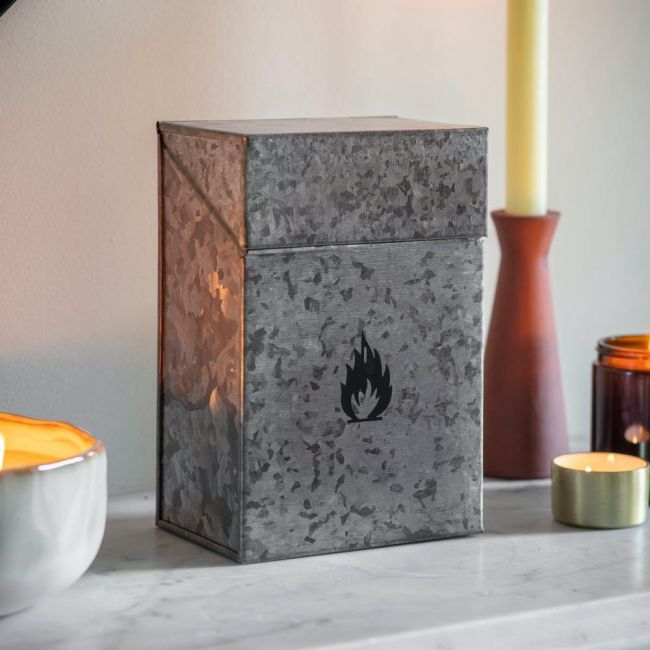 Firelighter Box in a black Galvanised Finish Firelighter Box in a black Galvanised Finish