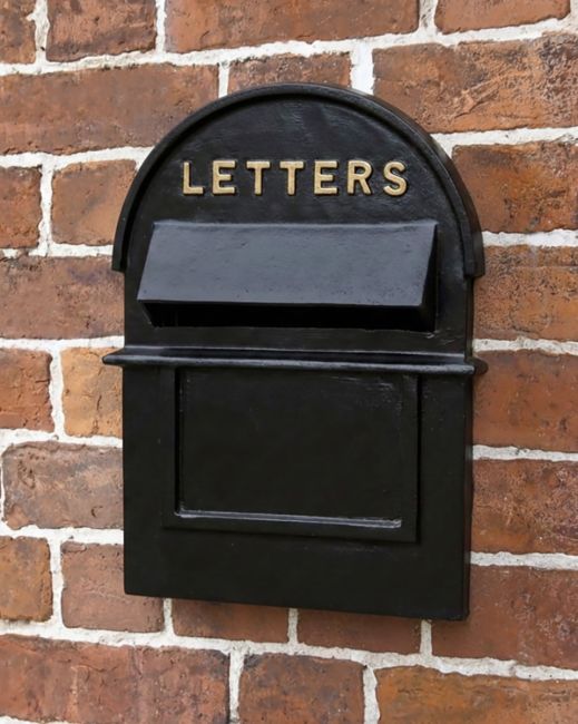 Black & Gold Grosvenor Telescopic Post and Parcel Box on a wall Black & Gold Grosvenor Telescopic Post and Parcel Box on a wall
