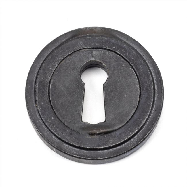 Black Iron Beeswax Round Art Deco Escutcheon Black Iron Beeswax Round Art Deco Escutcheon