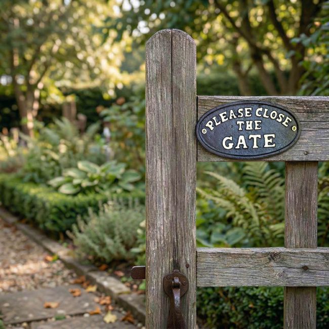 Black Iron "Please Close The Gate" Sign