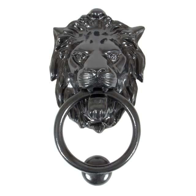 Black Lion Head Door Knocker - Thumbnail