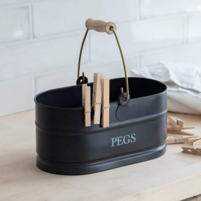 Black Peg Bucket with Wooden Handle Black Peg Bucket with Wooden Handle