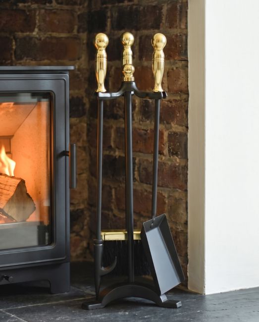 Black & Polished Gold Companion Set In Situ Black & Polished Gold Companion Set In Situ