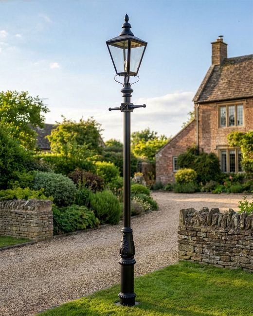 Rochester High Mast Column And Lantern with a Black Lantern