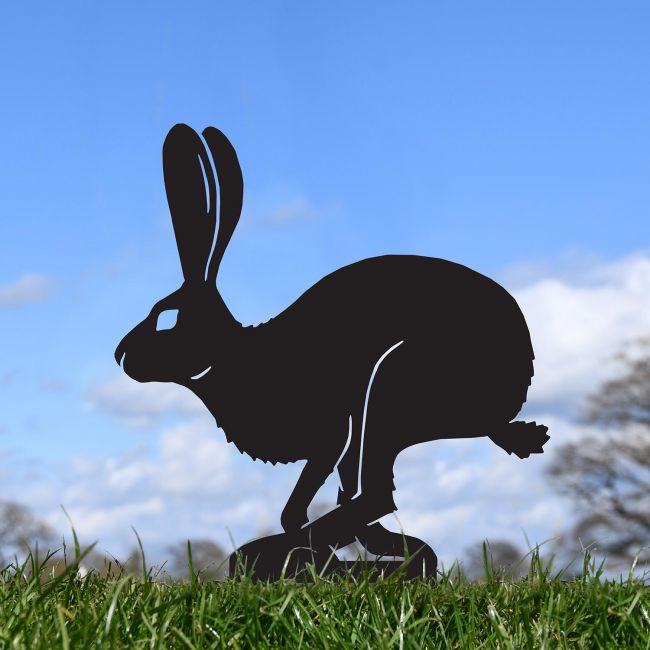 Black Running Hare Silhouette in Situ Black Running Hare Silhouette in Situ