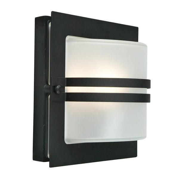 Black Steel Ettington Frosted Outdoor Wall Light Black Steel Ettington Frosted Outdoor Wall Light