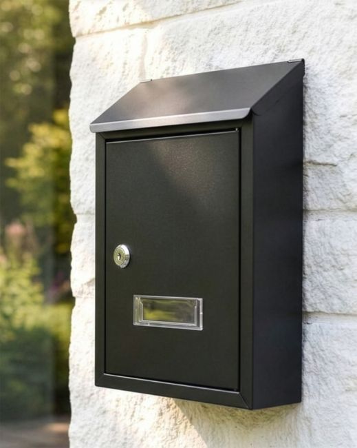 Black Steel Lockable Wall Mounted Post Box digital illustration