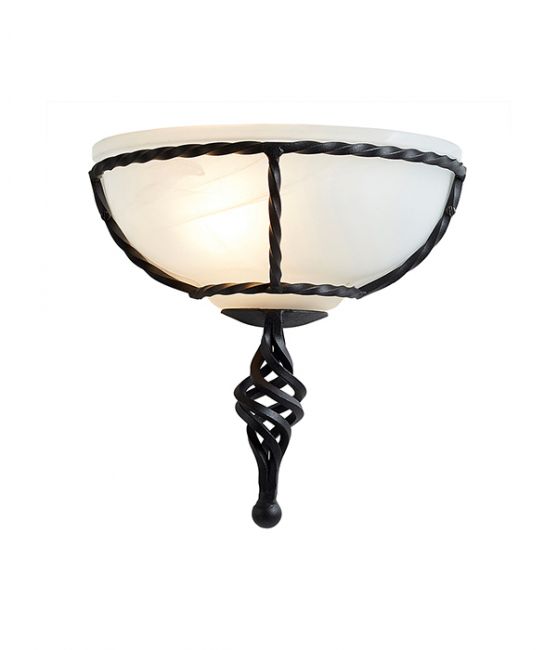 "Brockwick Hall" Black Twisted Iron Bowl Wall Light "Brockwick Hall" Black Twisted Iron Bowl Wall Light