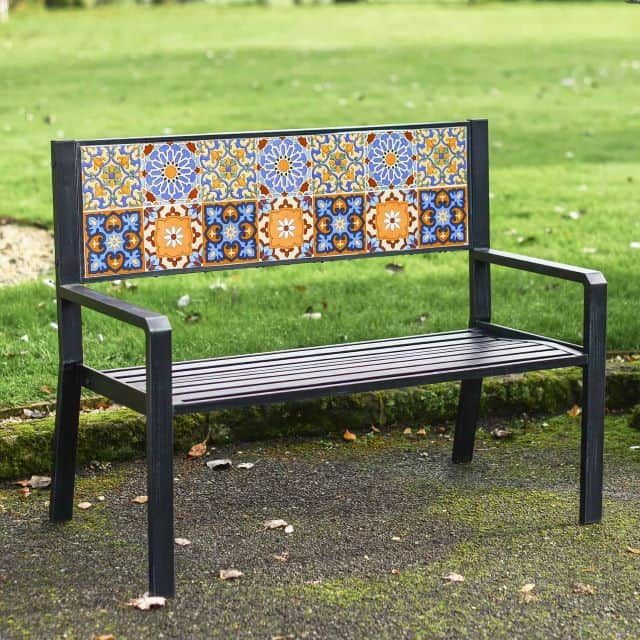 Deluxe "Blue Marine" Steel Two Seater Park Bench in Black - Thumbnail