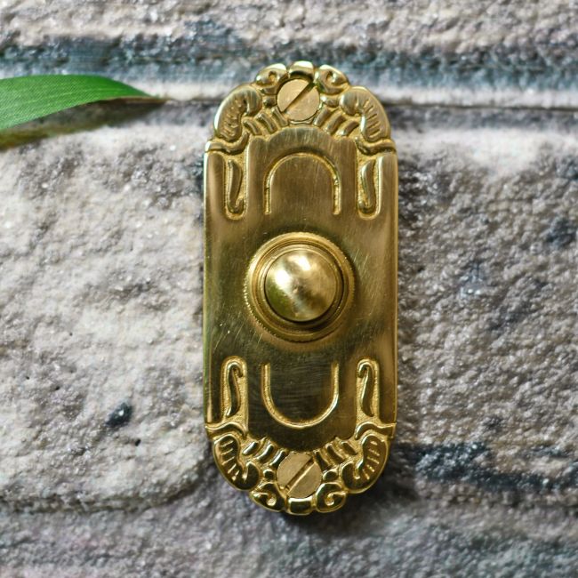 Polished Brass Art Nouveau inspired Bell push plate Polished Brass Art Nouveau inspired Bell push plate