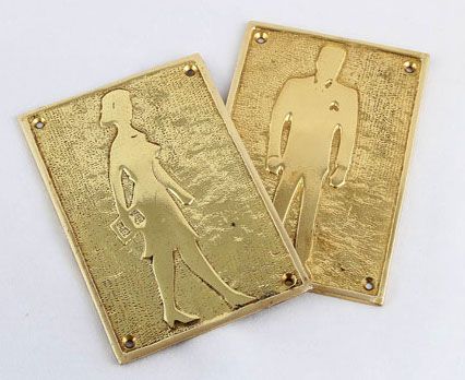Solid Brass ’Ladies and Gents’ Bathroom signs