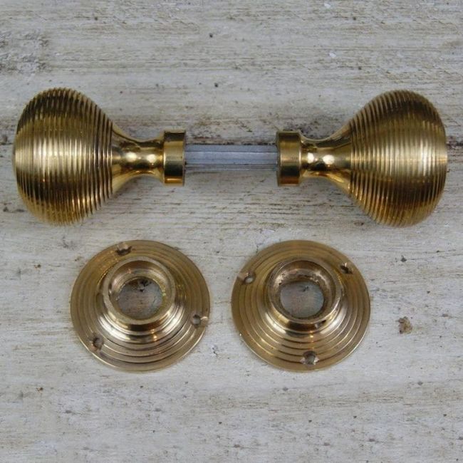 Beehive Door Knobs in Polished Brass
