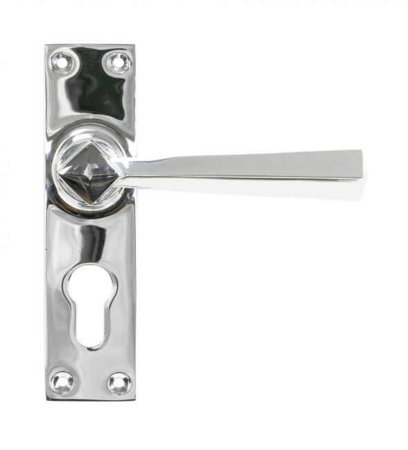 Bright Chrome Lever Euro Door Handle Front Bright Chrome Lever Euro Door Handle Front