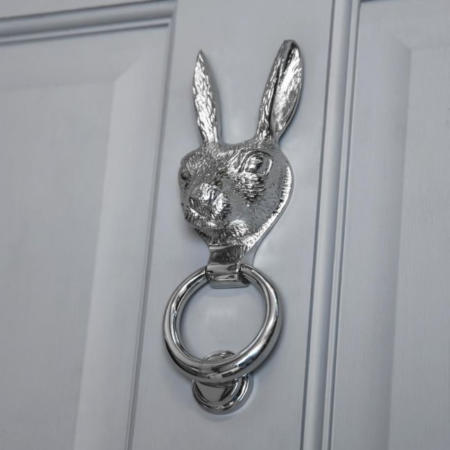 Bright Chrome Rabbit Door Knocker 