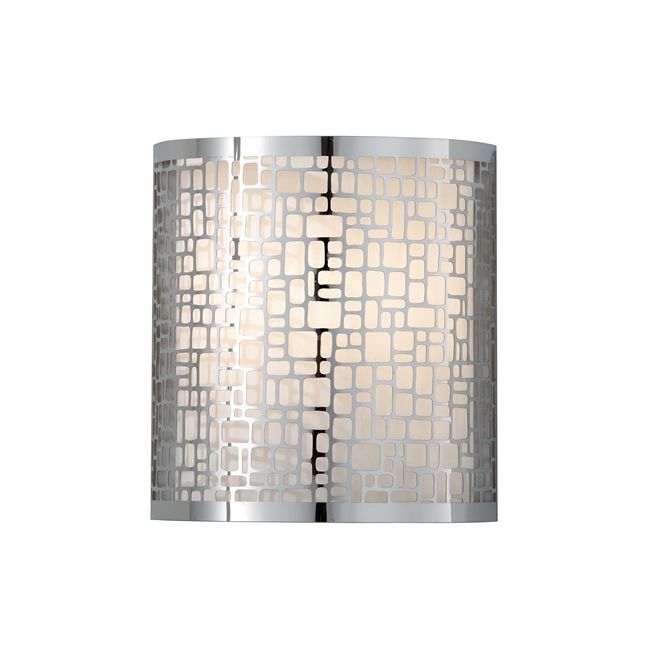 Bright Chrome Wall Light With Patterned Shade Bright Chrome Wall Light With Patterned Shade
