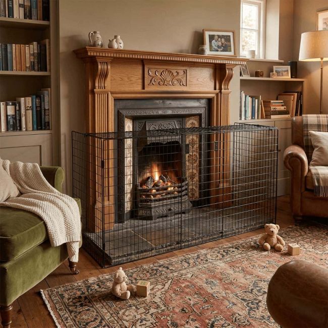Brinton Extendable Nursery Fire Guard in Situ by the Fire Brinton Extendable Nursery Fire Guard in Situ by the Fire