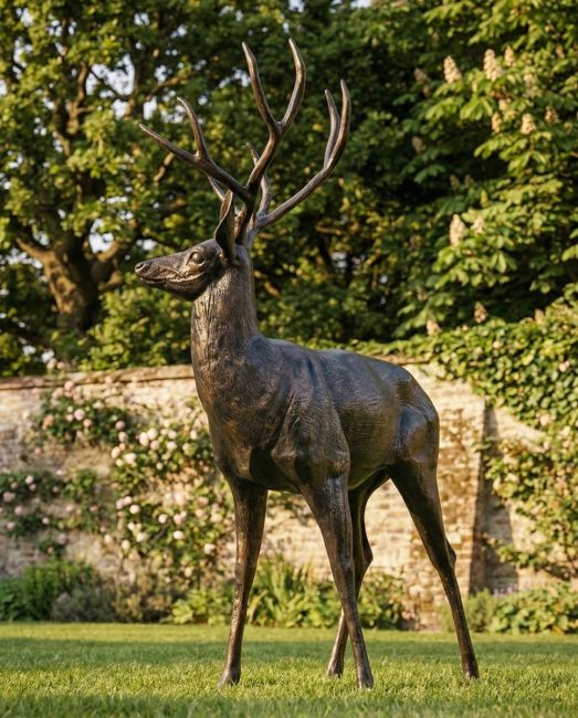 Bronze Standing Deer Sculpture - Facing Right digital illustration