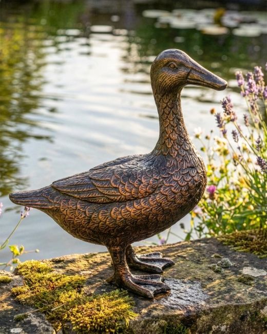 Bronze Standing Duck Sculpture Digital Illustration