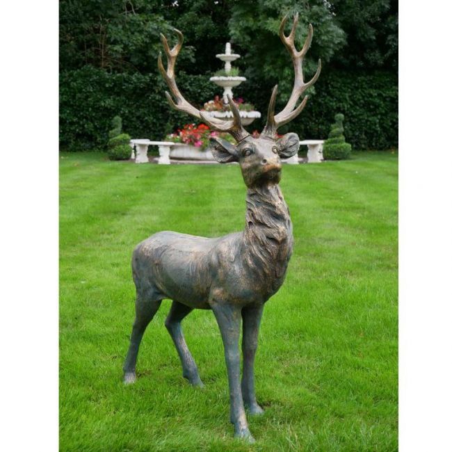 Brushed Bronze Stag Garden Sculpture Brushed Bronze Stag Garden Sculpture